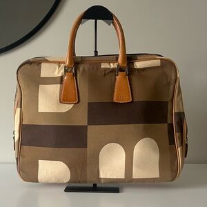 Bally Brown and Cream Geometric Briefcase/Laptop Bag